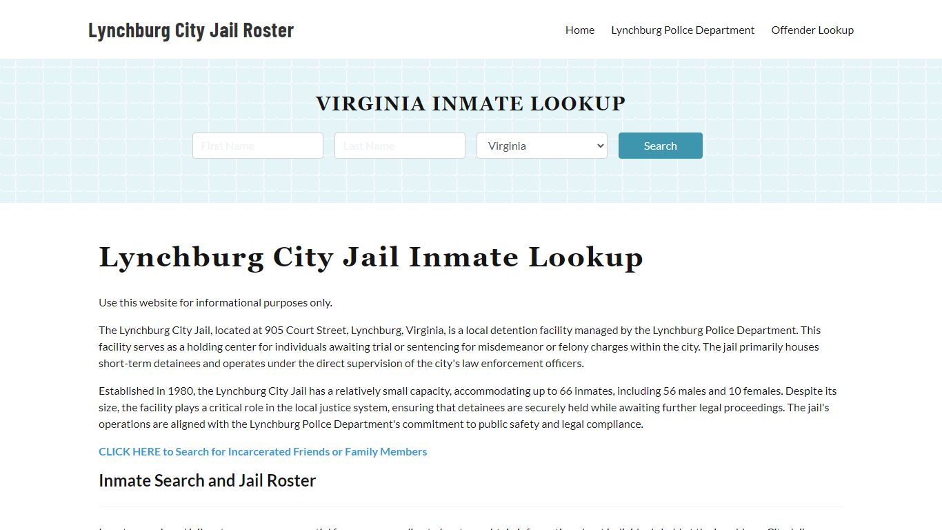 Lynchburg City Jail, VA Inmate Search, Jail Roster, Bookings