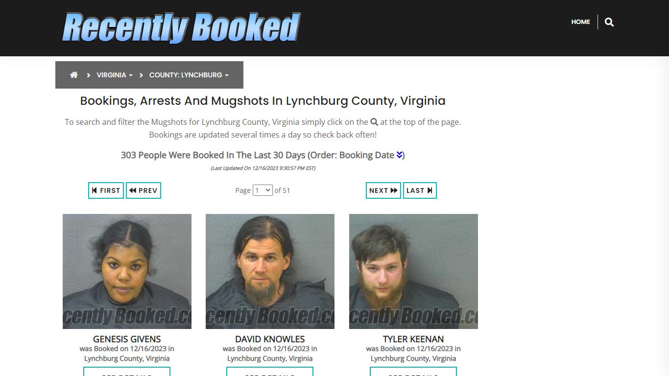 Bookings, Arrests and Mugshots in Lynchburg County, Virginia